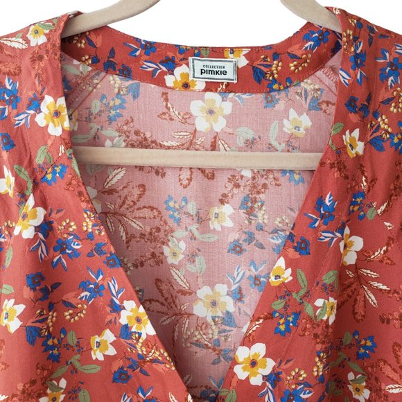 Asos ditsy floral short sleeve wrap blouse with side tie sz S - Picture 3 of 9